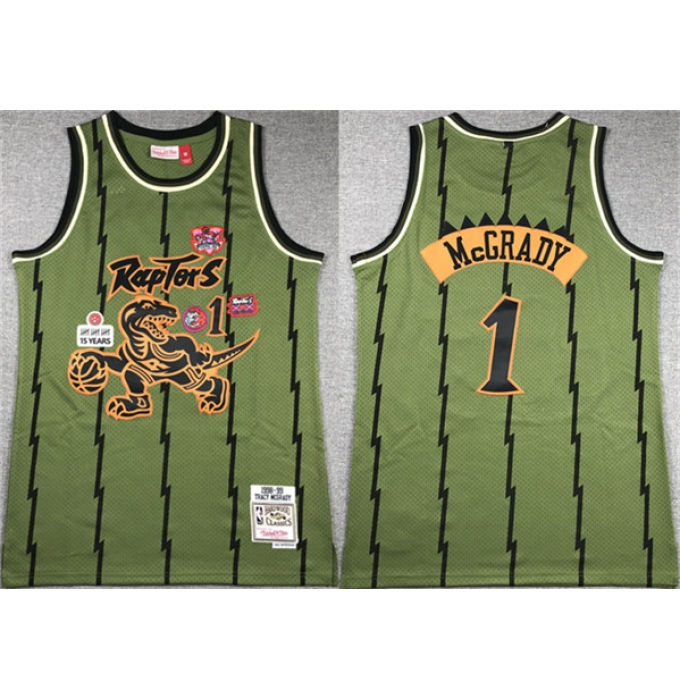 Men's Toronto Raptors #1 Tracy McGrady Green 1998-99 Throwback Stitched Jersey