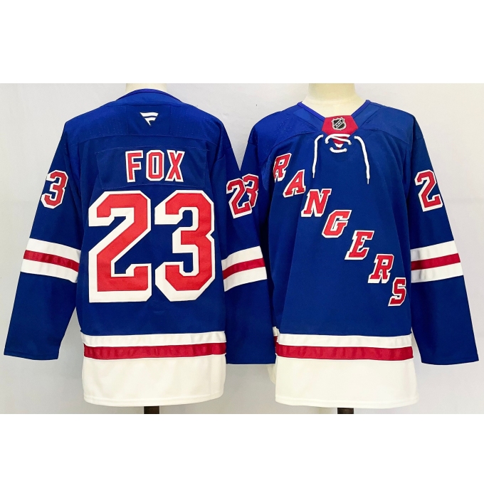 Men's New York Rangers #23 Adam Fox Royal 2024-25 Home With A Stitched Hockey Jersey