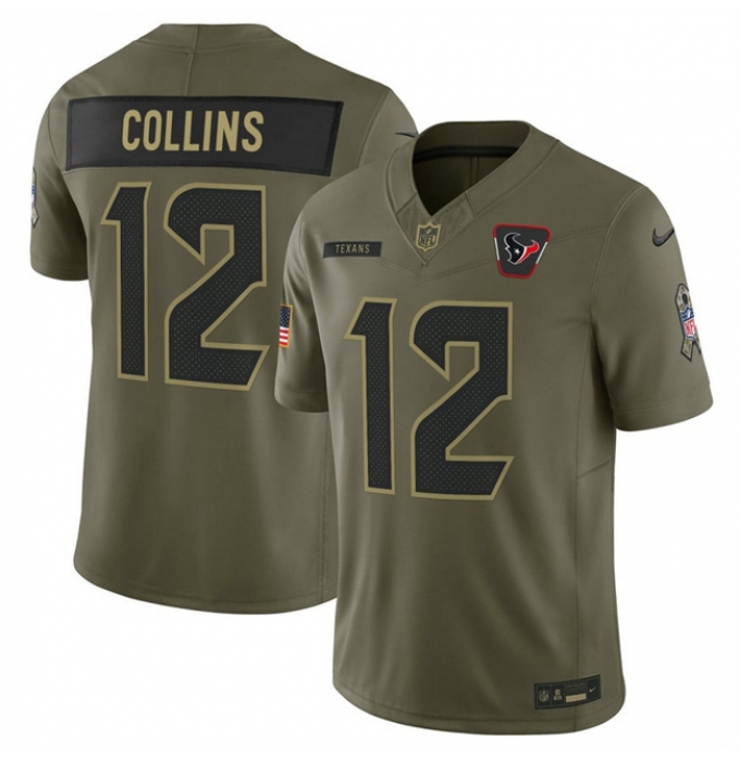 Men's Houston Texans #12 Nico Collins Olive 2025 F.U.S.E. Salute to Service Limited Football Stitched Jersey
