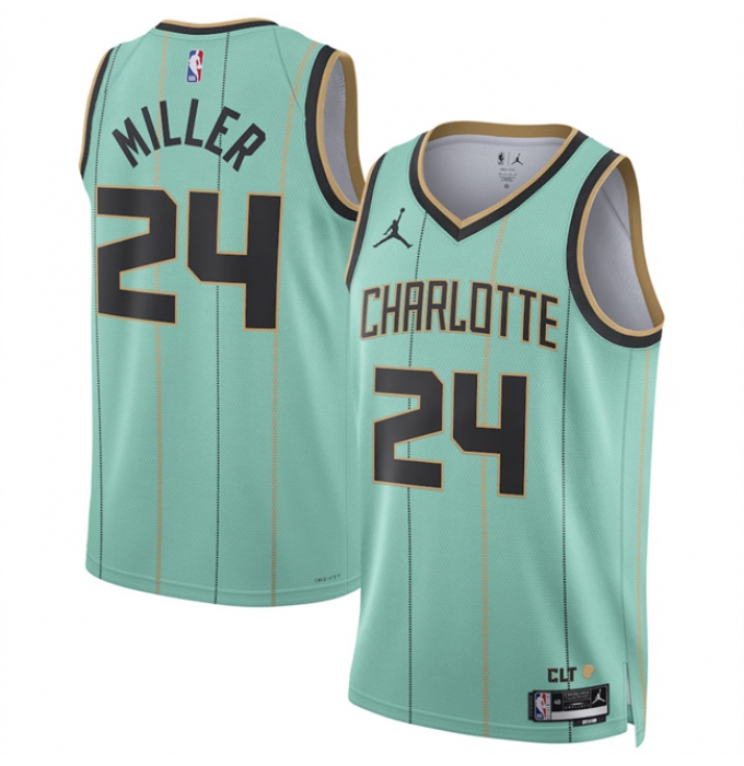 Men's Charlotte Hornets #24 Brandon Miller Mint 2024-25 City Edition Stitched Basketball Jersey