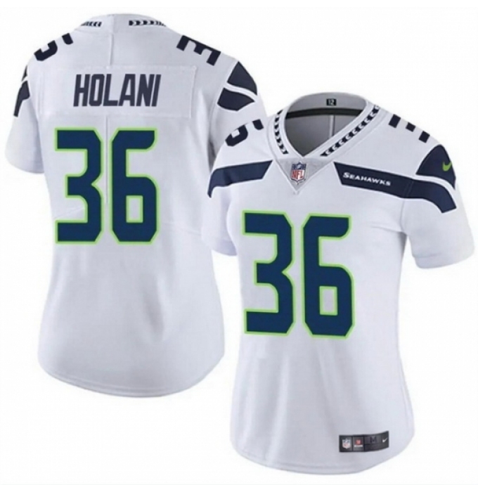 Women Seattle Seahawks #36 George Holani White Vapor Limited Stitched Football Jersey