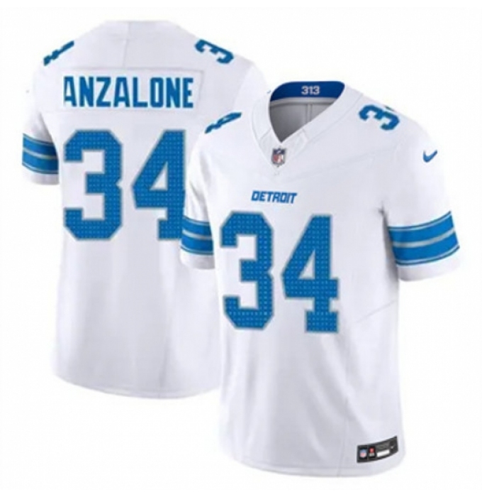 Men's Detroit Lions Alex Anzalone #34 White Vapor Stitched Nike NFL Jersey