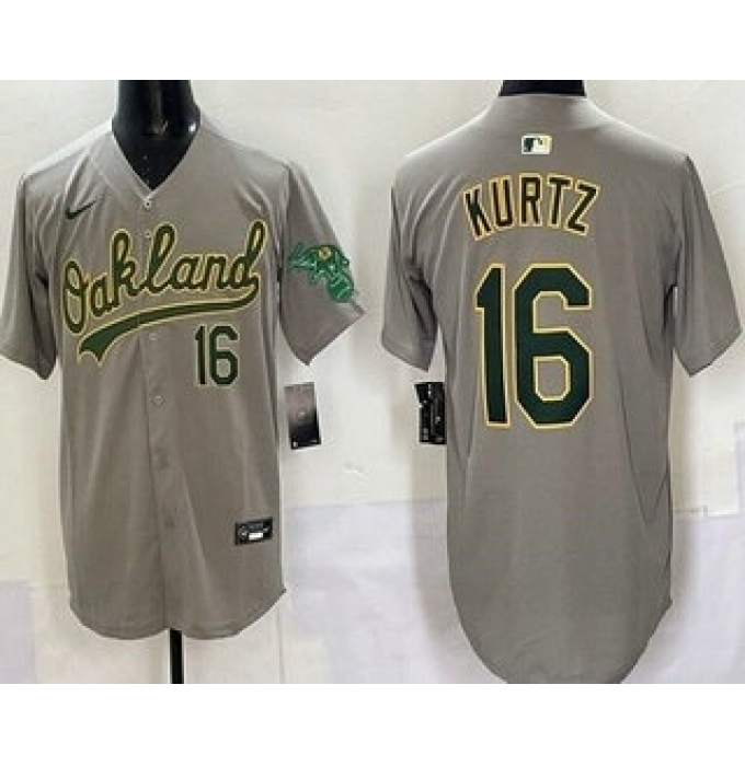 Men's Oakland Athletics #16 Nick Kurtz Gray Limited Jersey