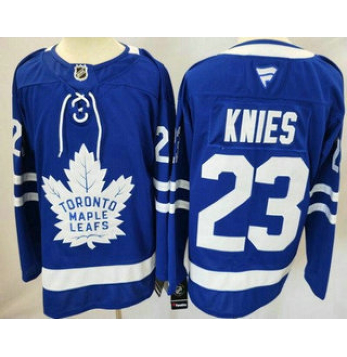 Men's Toronto Maple Leafs #23 Matthew Knies Blue Authentitc Jersey