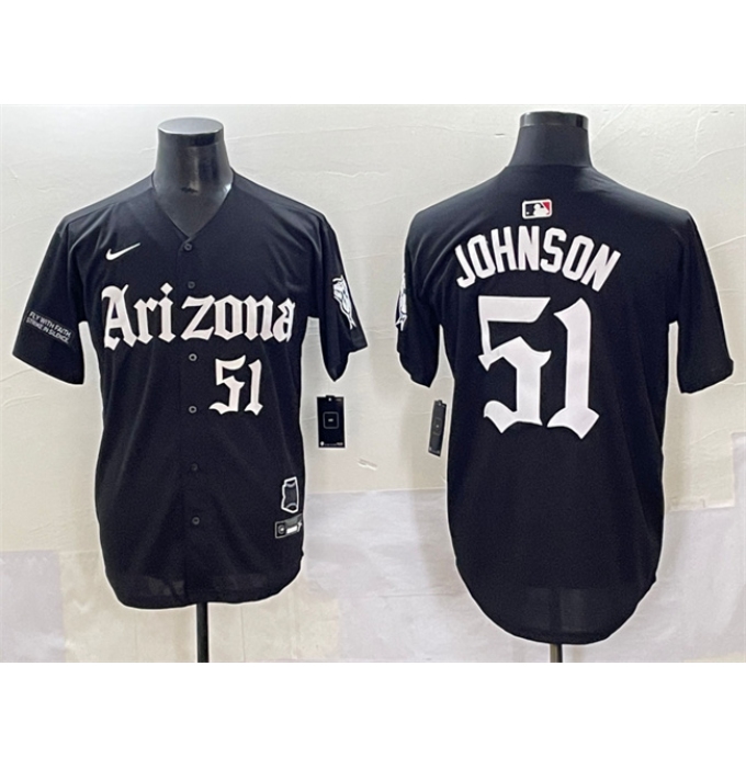 Men's Arizona Diamondbacks #51 Randy Johnson Black 'Gothic Desert Fang Edition' Vapor Premier Limited Stitched Baseball Jersey