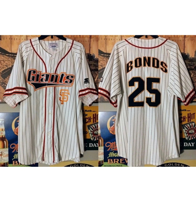 Men's San Francisco Giants #25 Barry Bonds White Limited Stitched Baseball Jersey