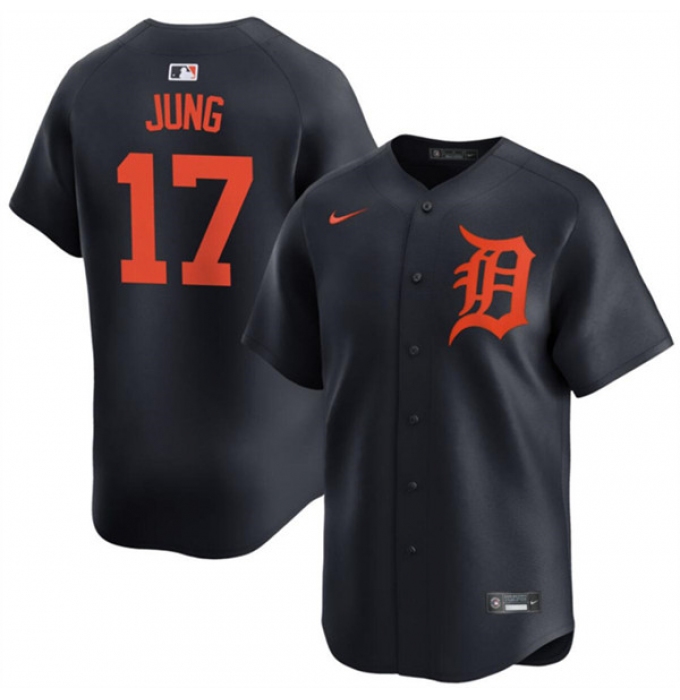 Men's Detroit Tigers #17 Jace Jung Black 2024 Alternate Limited Stitched Baseball Jersey