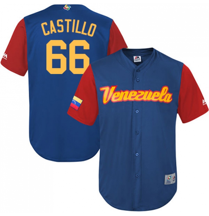 Men's Venezuela Baseball Majestic #66 Jose Castillo Royal Blue 2017 World Baseball Classic Replica Team Jersey