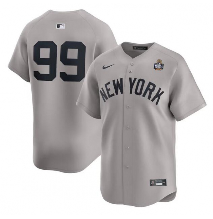 Men's New York Yankees #99 Aaron Judge Gray 2024 World Series Limited Stitched Baseball Jersey