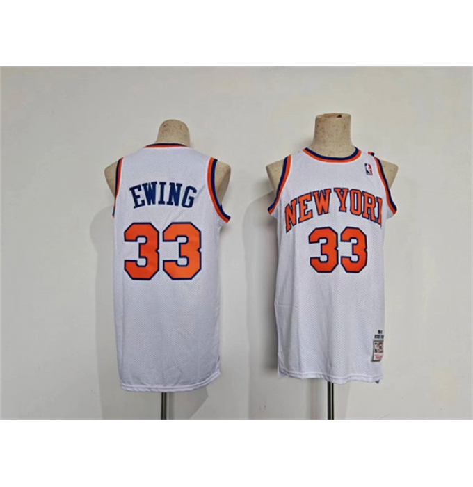 Men's New Yok Knicks #33 Patrick Ewing White Throwback Stitched Jersey