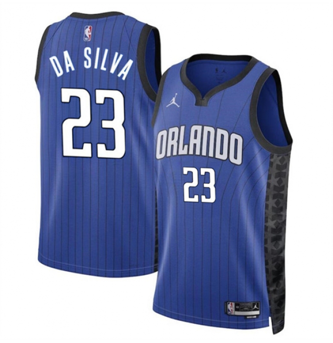 Men's Orlando Magic #23 Tristan Da Silva Blue 2024 Draft Statement Edition Stitched Basketball Jersey