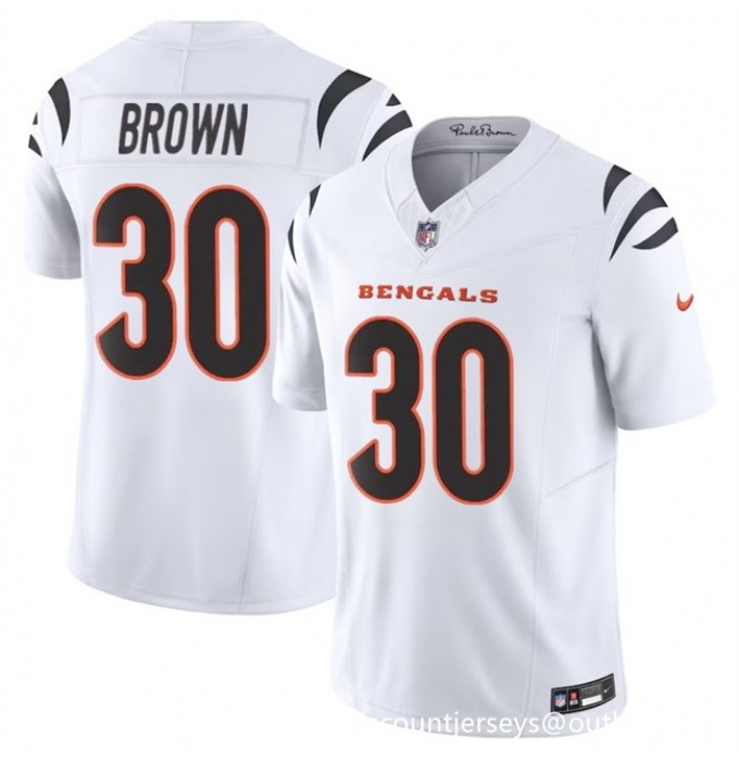 Men's Cincinnati Bengals #30 Chase Brown White 2024 F.U.S.E Vapor Untouchable Limited Stitched Jersey