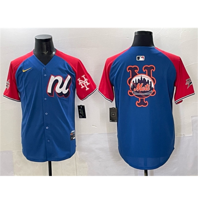 Men's National League New York Mets Team Big Logo Blue Red Alternate 2025 All-Star Edition Limited Stitched Baseball Jersey